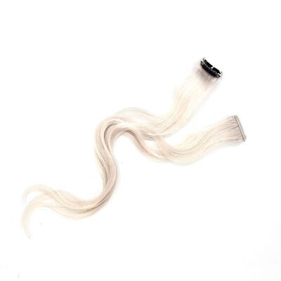 Platinum – Clip in Streak Blonde – Remy Human Hair Extension – Single Streak Wavy 12