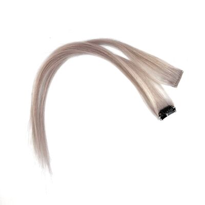 Remy Human Hair Extension Clip in Streak - Champagne Silver - Reg Wavy Single 12