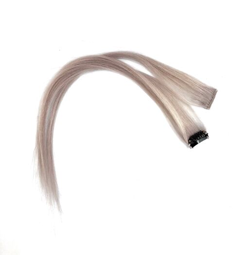 Remy Human Hair Extension Clip in Streak - Champagne Silver - Reg Straight Single 12