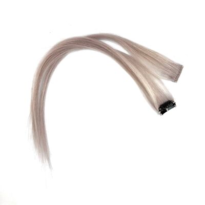 Remy Human Hair Extension Clip in Streak - Champagne Silver - Reg Straight Single 12