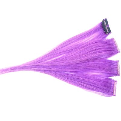 Extensión de cabello humano Remy con mechas con clip - Púrpura lavanda - Liso 10