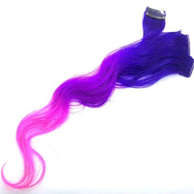 Remy Echthaar-Verlängerung Clip-in Streak -Ombré indigo lila/lila/pink - Single 14