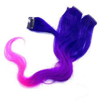 Extension de Cheveux Naturel Rémy Clip-in Streak -Ombré indigo violet/violet/rose - Unique 14 3