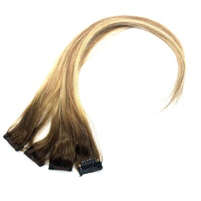 Root Smudge Balayage Caramel Brown Extension de Cheveux Humains Clip-in Streak 16