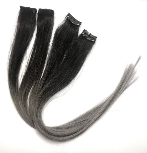 Root Smudge Brunette Grey Ombré Human Hair Extension Clip-in Highlights 16