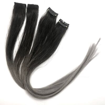 Root Smudge Brunette Gris Ombré Extension de cheveux humains Clip-in Faits saillants 16