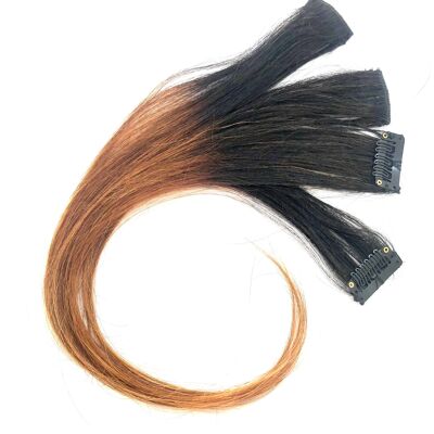 Root Smudge Copper Balayage Human Hair Extension Clip-in Streak Clip-in Streaks 16