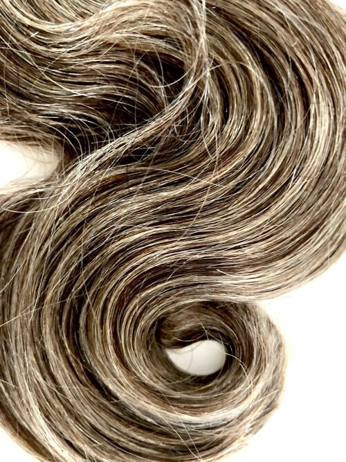 Salt and Pepper Brown Hair | Limited Edition | Human Hair Extension Clip in Streak - Brown/Grey 12
