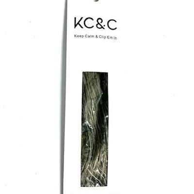 Cabello negro gris sal y pimienta | Edición limitada | Extensión de cabello humano con clip en reflejos ondulados - Negro claro/Gris