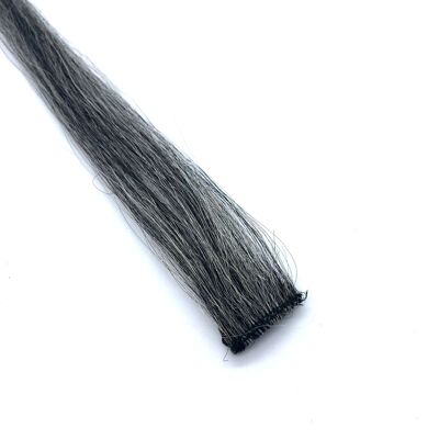 Salz und Pfeffer grau schwarzes Haar | Limitierte Auflage | Echthaarverlängerung zum Anklipsen, Highlights, gerade – Schwarz/Grau