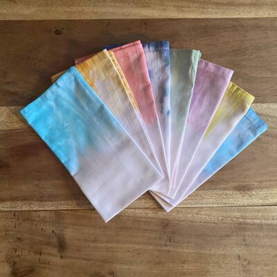 100% Cotton Tie Dye Napkins. Half Dye Set 2