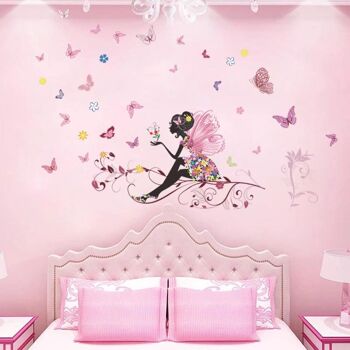 Kibi Romantique Dansant Fille Fleur Fée Papillon Amovible Stickers Muraux  Autocollants, Enfants Bébé Chambre Pépinière DIY Décoratif Autocollants de