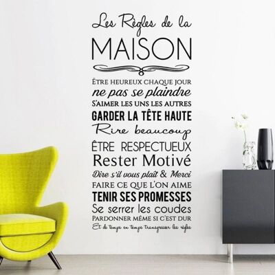 Sticker mural salon "Les règles de la maison..."