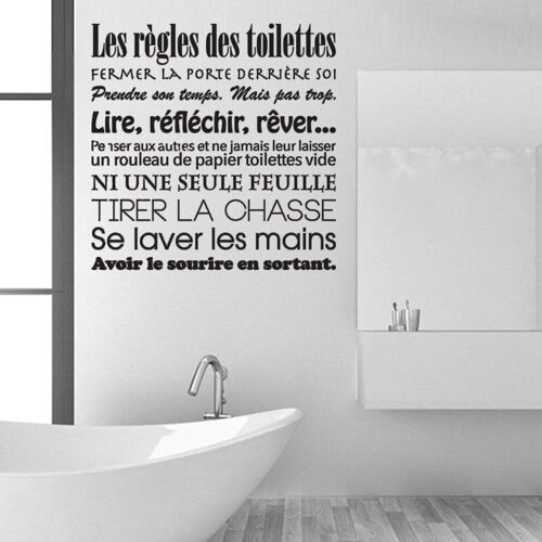 Sticker mural wc " Règles des toilettes..."