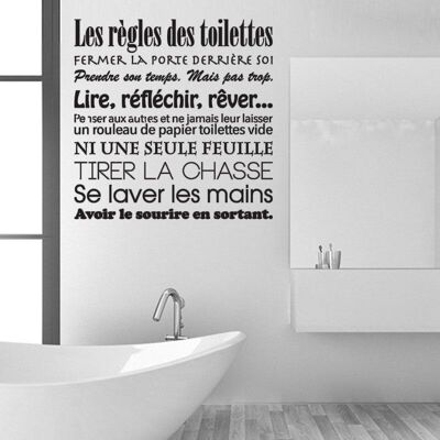 Vinilo decorativo WC "Reglas de baño..."
