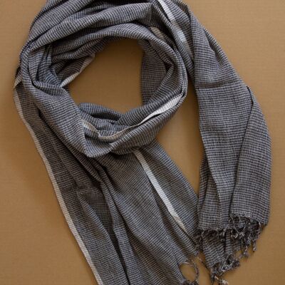 Soft handwoven organic cotton scarf - grey