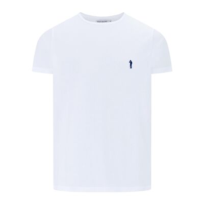 Newham T-Shirt - White with Navy Blue Gent