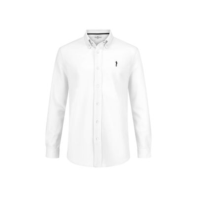 Richmond Long Sleeved Shirt - White with Navy Gent