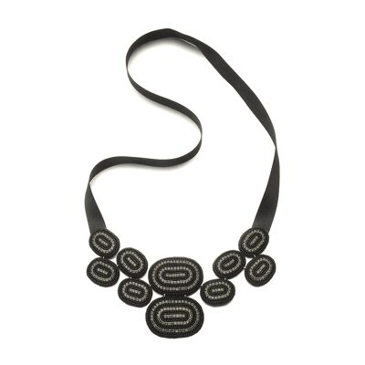 Grey & Black Oval Track Necklace