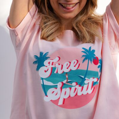 Tee-shirt manches courtes ESPRIT LIBRE - coucher de soleil rose clair