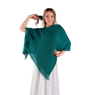 PONCHO ATALAYA IN BABY ALPACA - Verde Lagoon