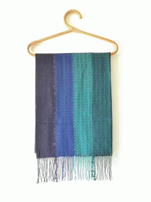 SCIARPA JUAN IN BABY ALPACA E SETA - Blu Pavone