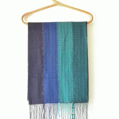 BUFANDA DE JUAN EN BABY ALPACA Y SEDA - Azul Pavo Real