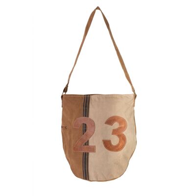 Bolso de hombro estilo bombonera de lona reciclada '23'