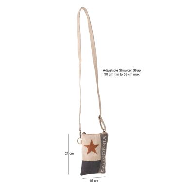 'CALIFORNIA' Star Upcycled Canvas Compact Cross Body Bag