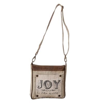 'Joy to the World' Upcycled Canvas Cross Body Bag