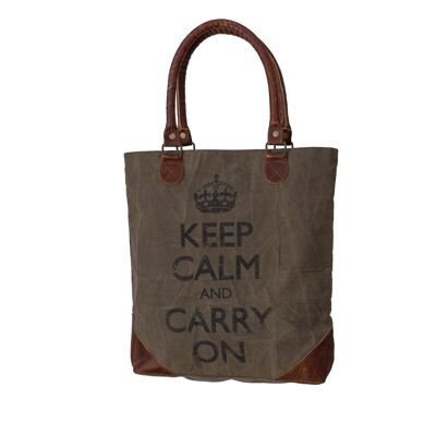 'Keep Calm and Carry On' Upcycled Canvas Tote