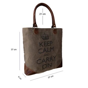 Sac fourre-tout en toile recyclée "Keep Calm and Carry On" 3