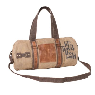 'Let's Travel the world' Upcycled Barrel Bag