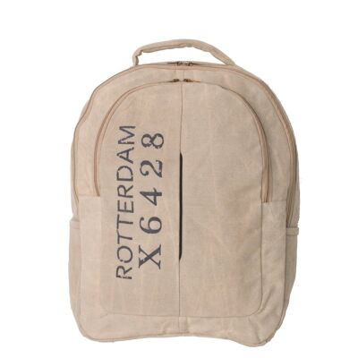 'ROTTERDAM' Beige Upcycled Casual Canvas Backpack