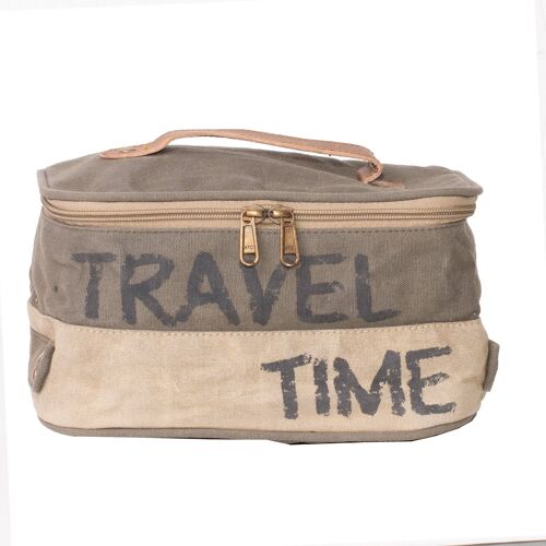 'TRAVEL TIME' Upcycled Canvas Washbag