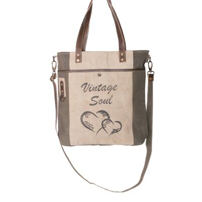 'Vintage Soul' Upcycled Canvas Shopper Tote