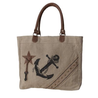 Anchor Nautical Upcycled Canvas Tote