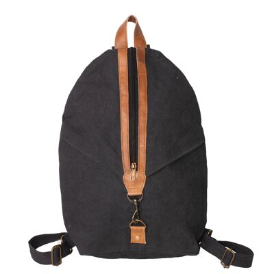 Schwarzer lässiger Canvas-Rucksack aus Upcycled