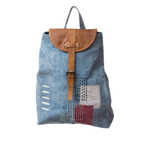 Vintage Denim Upcycled Canvas Backpack