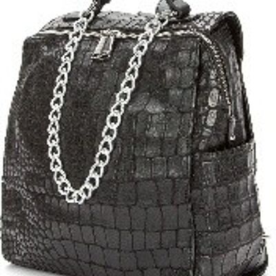 Betsy Croc Embossed Backpack , BLACK