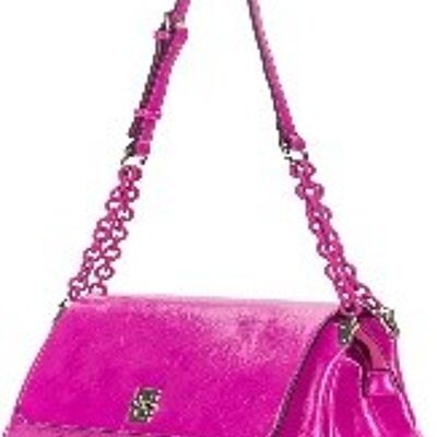 Betsy Faux Leather Satchel Bag , FUSCIA