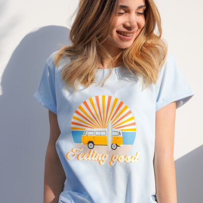 T-Shirt mit kurzen Ärmeln FEELING GOOD - Soft Blue