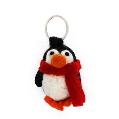 Portachiavi pinguino in feltro fatto a mano