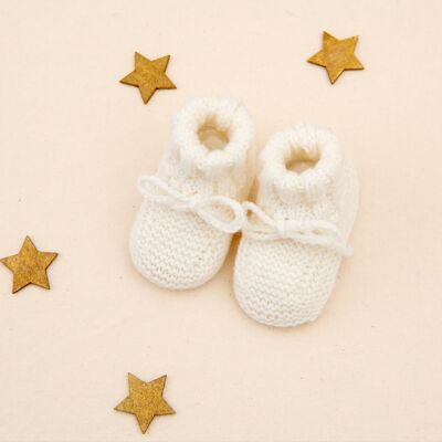 White wool slippers