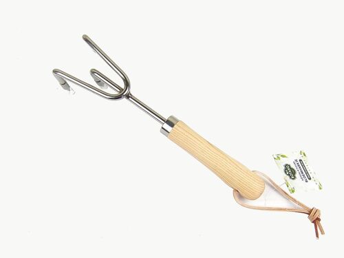 Botang® Metalen Handhark, Onkruidtrekker met Houten Handvat (31,5 x 8 x 7 cm)