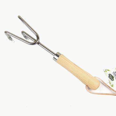 Botang® Metalen Handhark, Onkruidtrekker met Houten Handvat (31,5 x 8 x 7 cm)