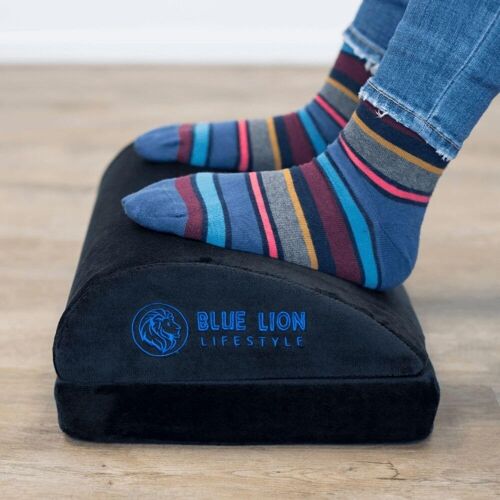 Verstelbare voetensteun Blue Lion - Voetenkussen voor zithouding thuis of op kantoor - Ergonomische voetsteun bureau tegen rugpijn - 10+5 cm hoogte - Zwart