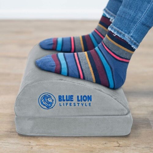 Blue Lion verstelbare voetensteun grijs - 10+5 cm hoog - Voetenkussen voor ergonomische zithouding tegen rugpijn - Thuis of op kantoor