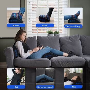 Repose-pieds ergonomique Blue Lion - Coussin de pied pour position assise à la maison ou au bureau - Bureau - Contre les maux de dos - 12 cm - Noir 3