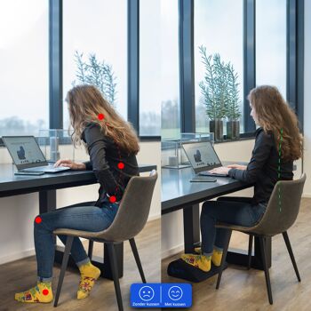Repose-pieds ergonomique Blue Lion - Coussin de pied pour position assise à la maison ou au bureau - Bureau - Contre les maux de dos - 12 cm - Noir 4